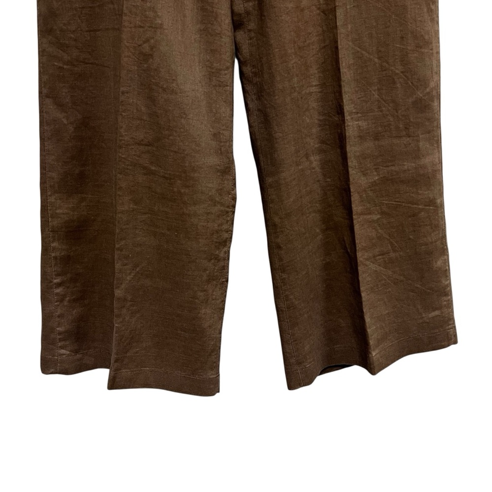 Sunny Leigh Linen Wide Leg Ankle Pants Fully Lined Brown Size 4 - Picture 3 of 9